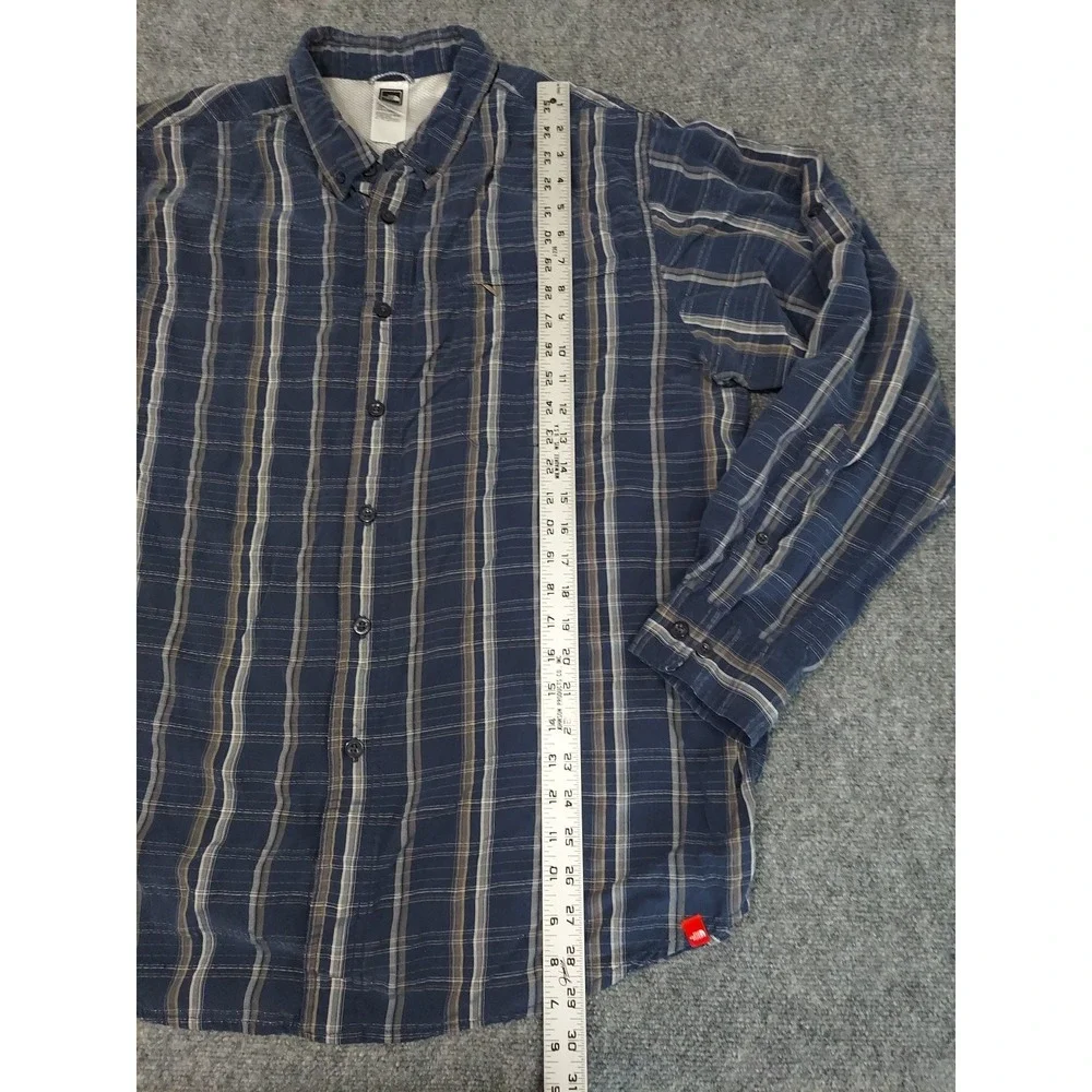 The North Face Shirt Mens XL‎ Blue Plaid Roll Tab Sleeve Outdoor Hiking Utility